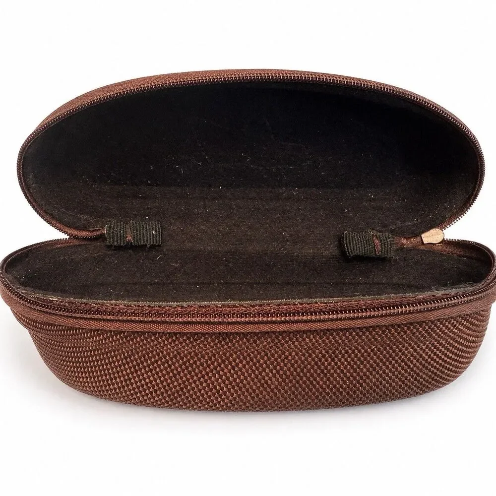 Brown Maui Jim Zip Around Hard Clamshell Sunglasses Case w/ Carabiner Clip